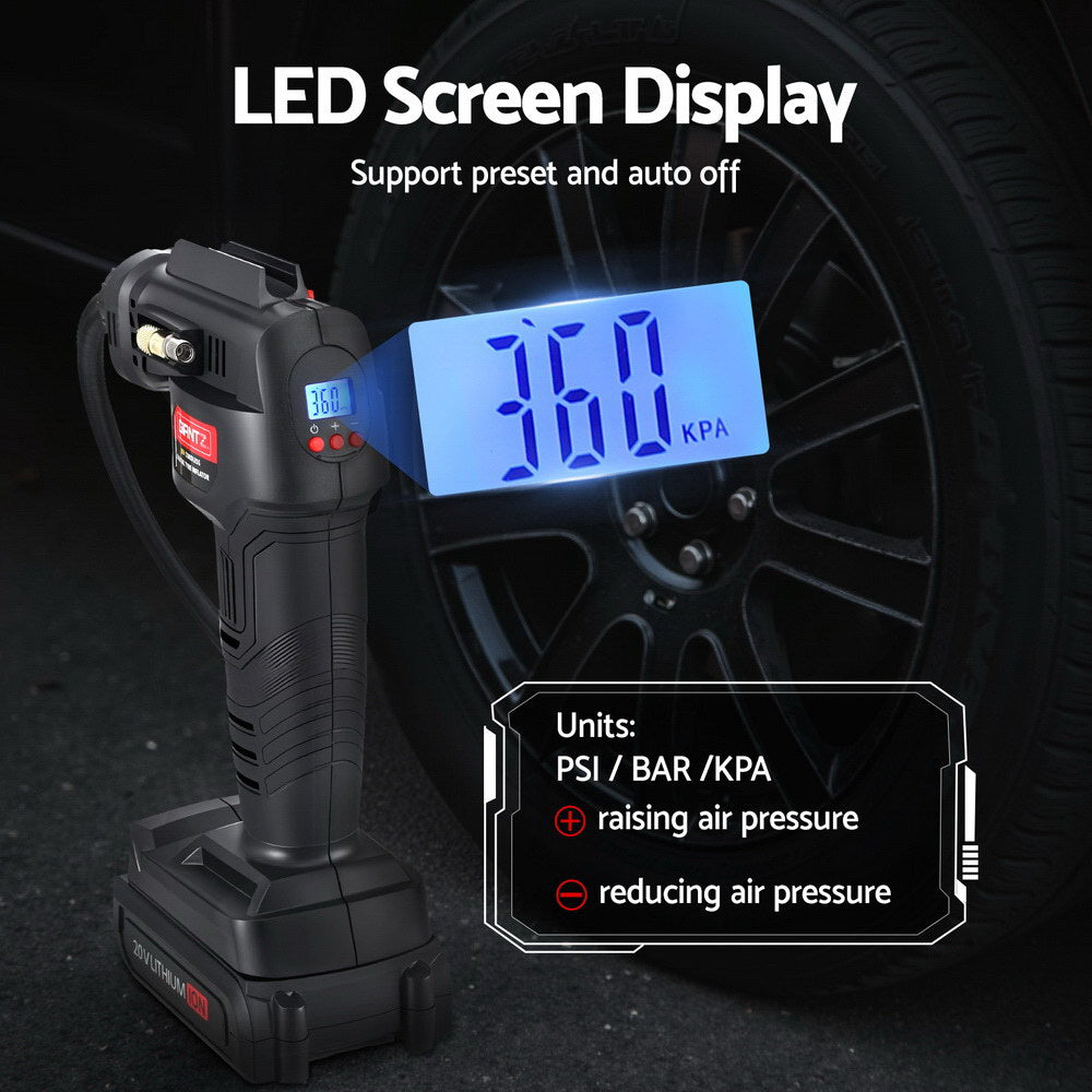 Giantz 20V Portable Air Compressor 120PSI Electric Inflator LED Light Black