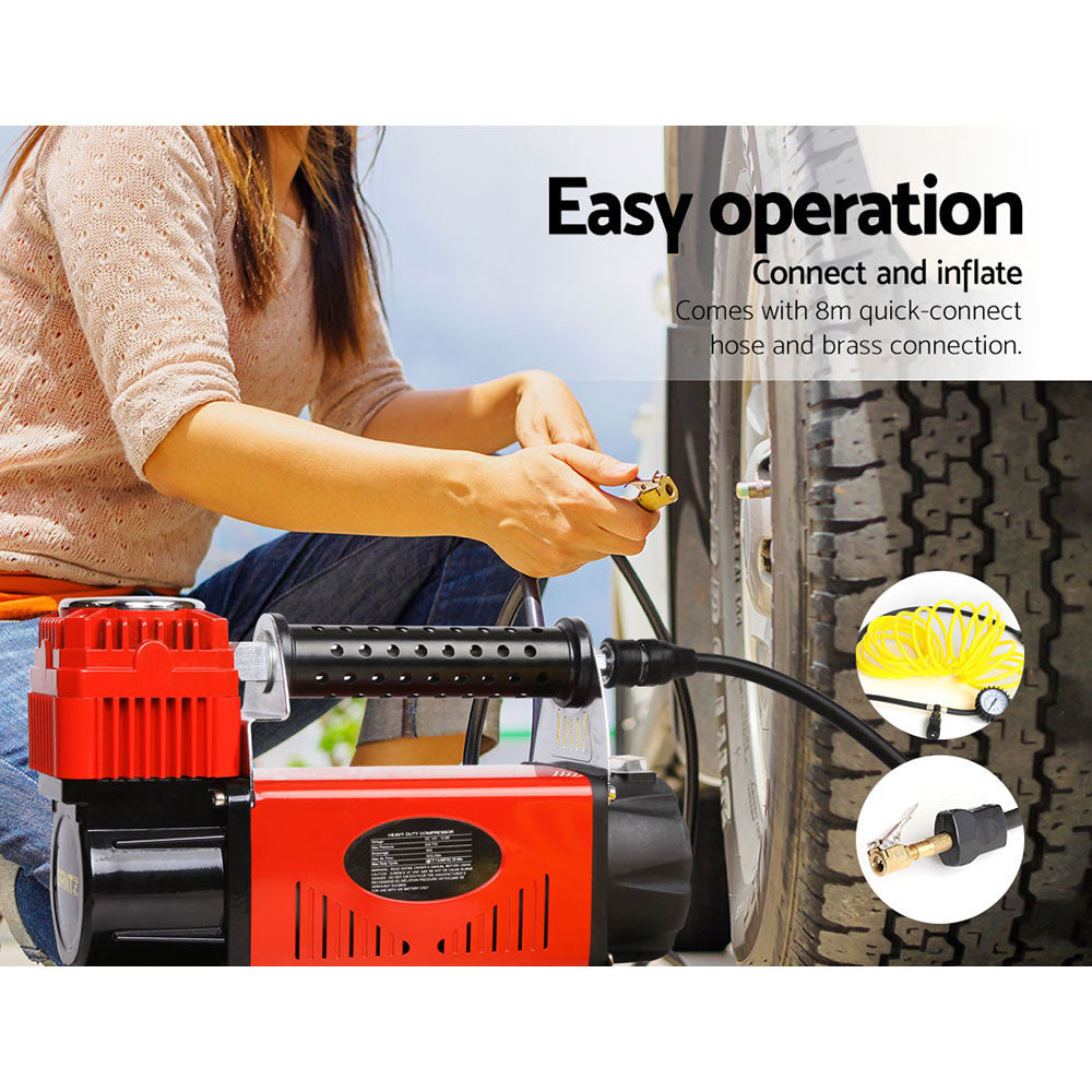Giantz 12V Air Compressor 320L/min Portable Red