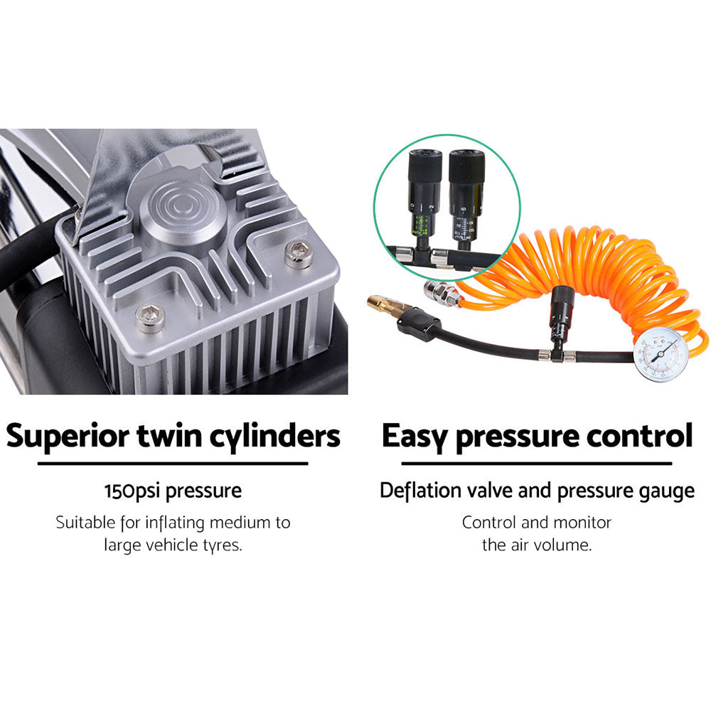 Giantz 12V Portable Air Compressor 4x4 Tyre Inflator Deflator 85L/min