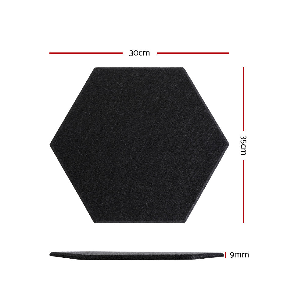 Alpha Acoustic Foam 12pcs Hexagonal Soundproof Panels Adhesive Black