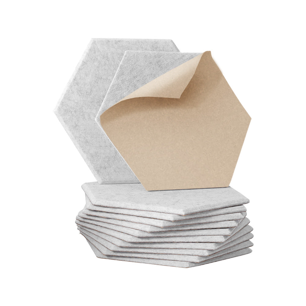 Alpha Acoustic Foam Panels 12pcs Soundproof Adhesive Hexagonal Grey