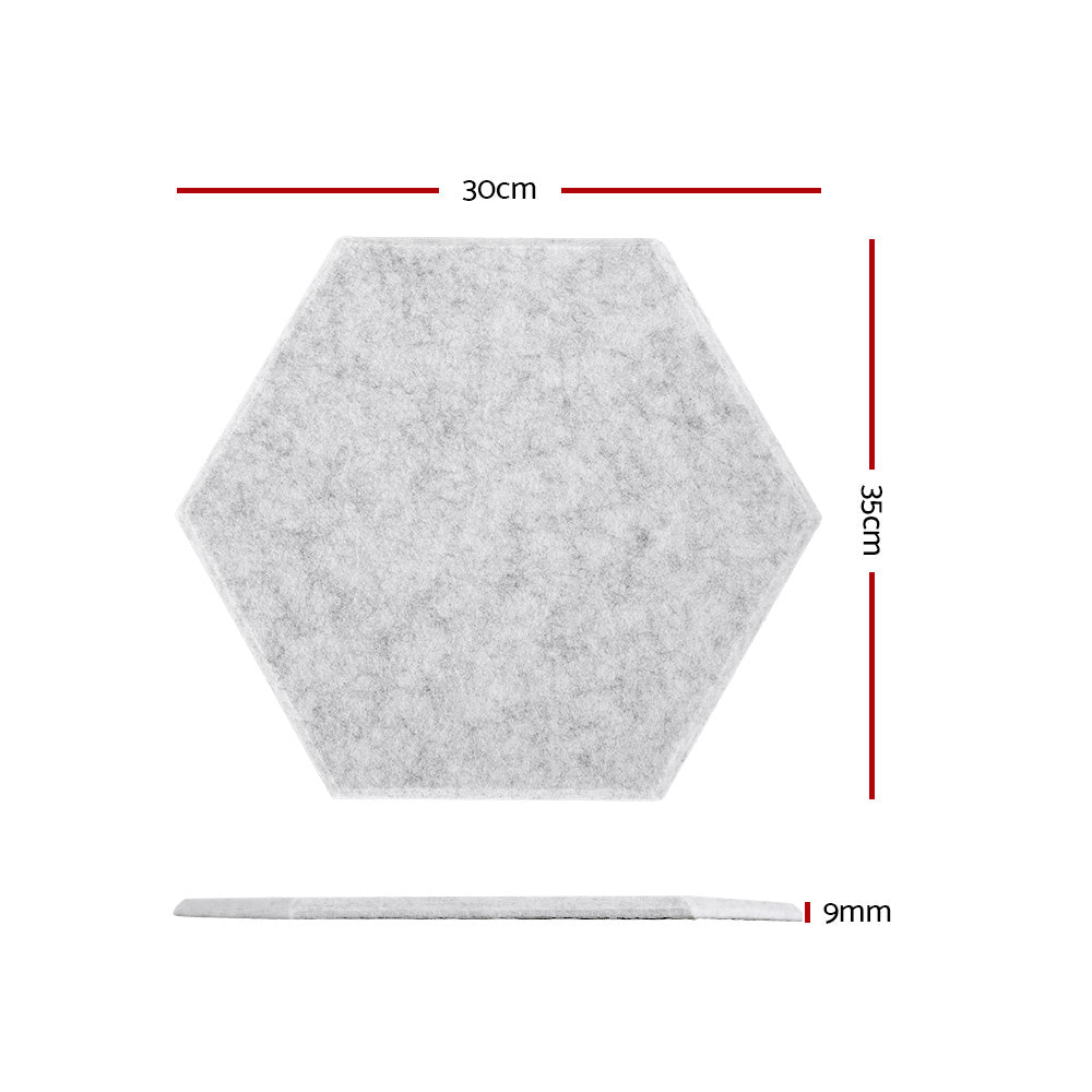 Alpha Acoustic Foam Panels 12pcs Soundproof Adhesive Hexagonal Grey