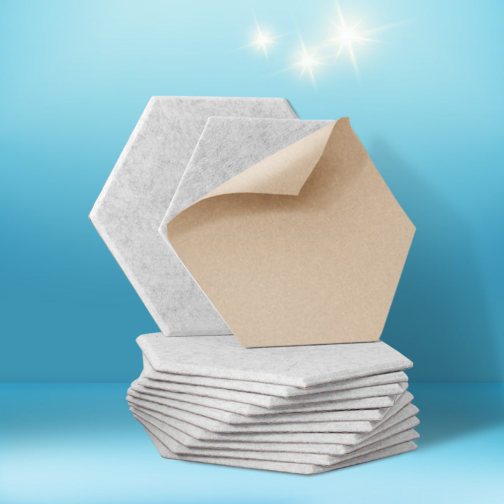 Alpha Acoustic Foam Panels 12pcs Soundproof Adhesive Hexagonal Grey