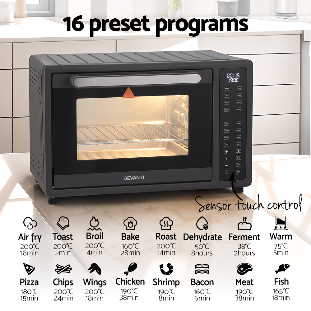 Devanti 32L Air Fryer Oven LCD Touch 1700W Black