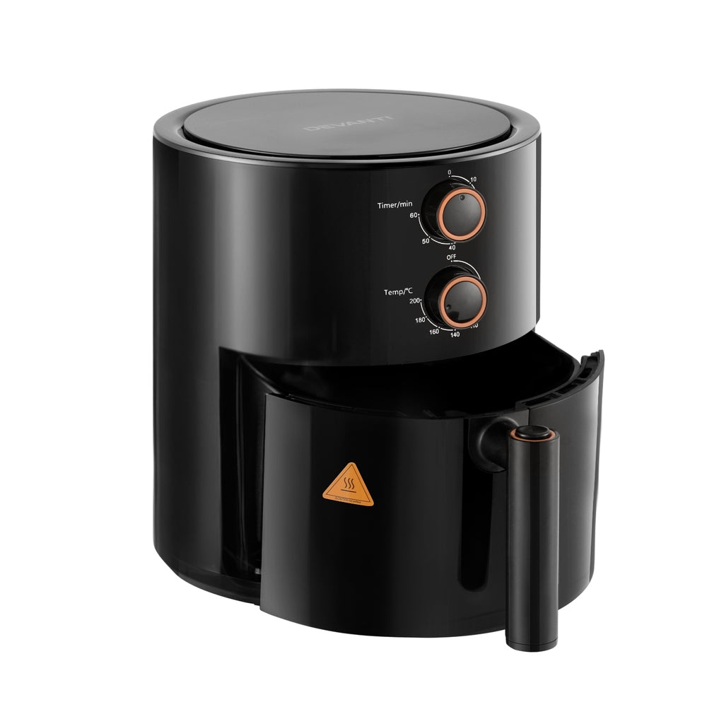 Devanti 4L Air Fryer Knob Control 1500W Black