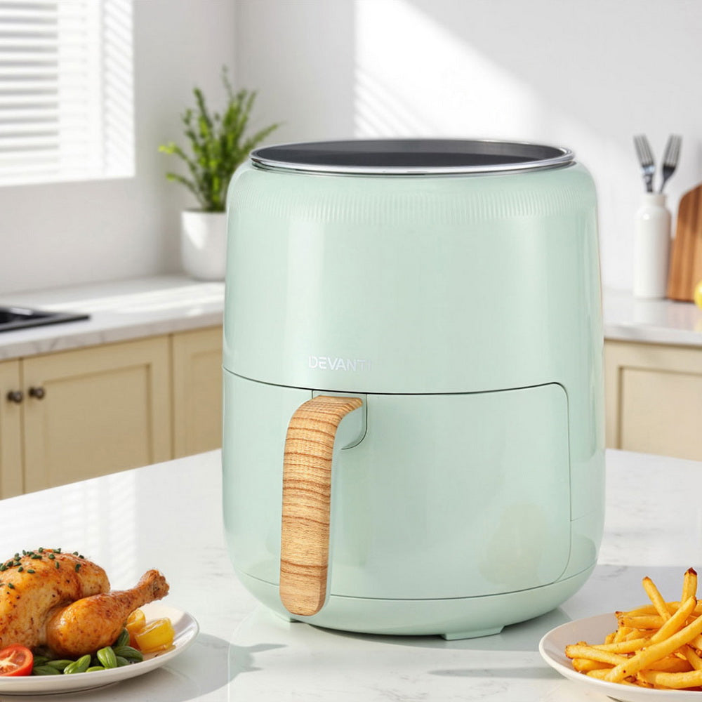 Devanti 5L Basket Air Fryer Touch Control Green