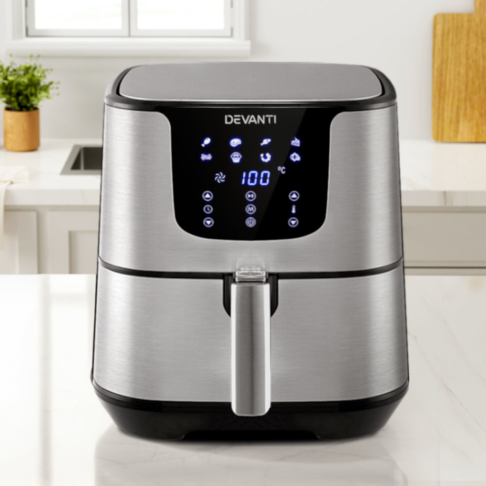Devanti Air Fryer 7L LCD Touch Stainless Steel