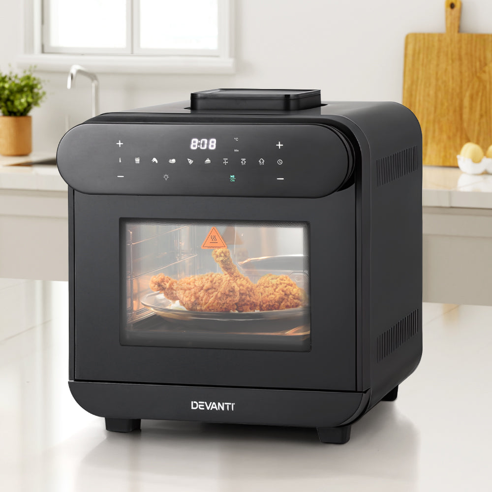 Devanti 15L Air Fryer Oven Steam Function LCD Touch Black