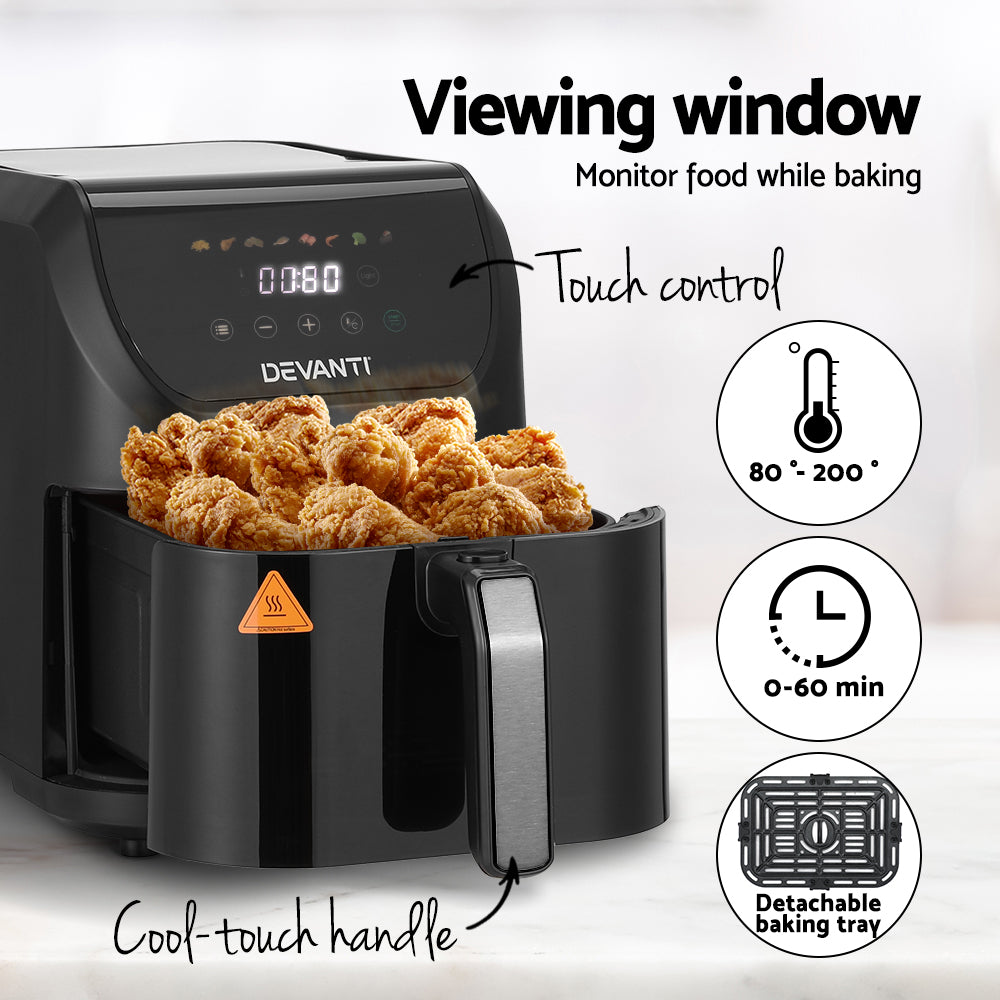 Devanti 5L Air Fryer LCD Touch 1500W Black