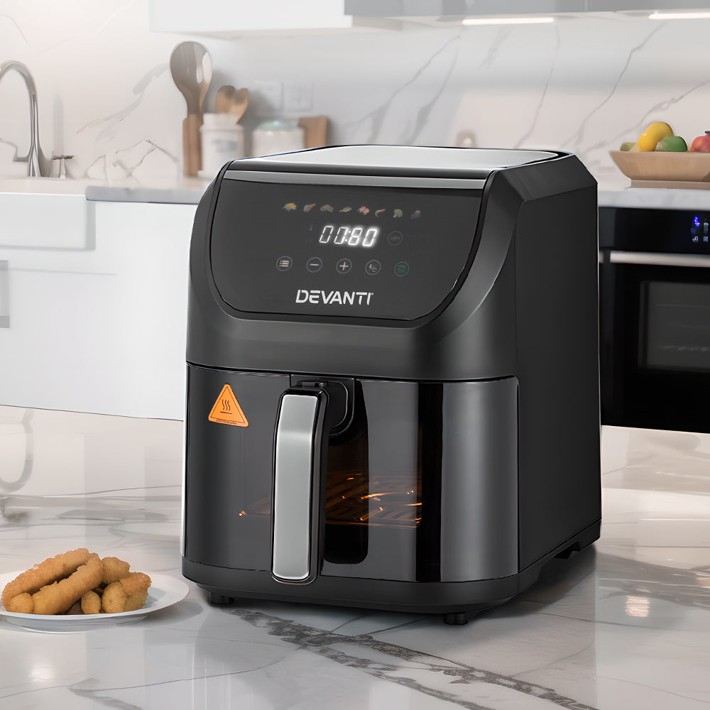 Devanti 5L Air Fryer LCD Touch 1500W Black