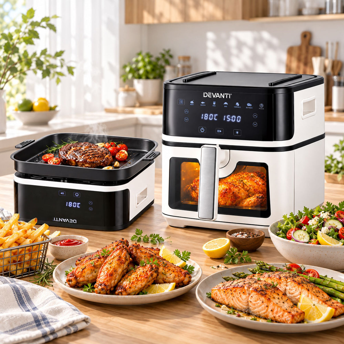 Devanti 8L 2-in-1 Air Fryer and Grill 1650W White
