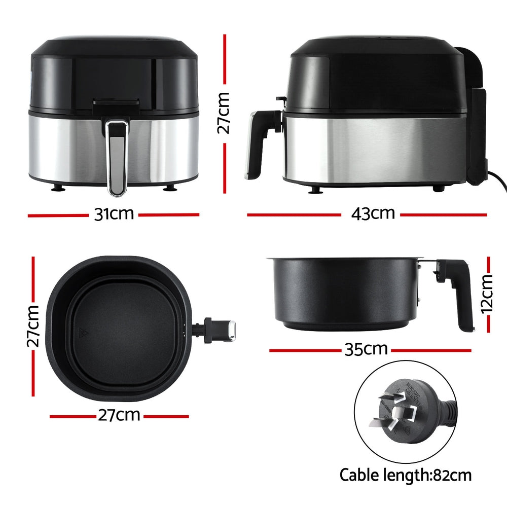 Devanti 5.5L Air Fryer Grill Combo LCD 1500W Black