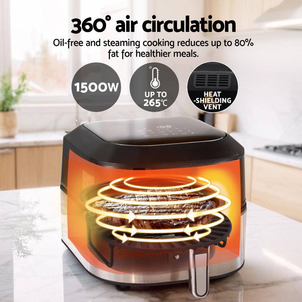 Devanti 5.5L Air Fryer Grill Combo LCD 1500W Black