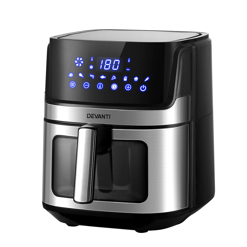 Devanti 6.5L Air Fryer LCD Touch Black/Silver