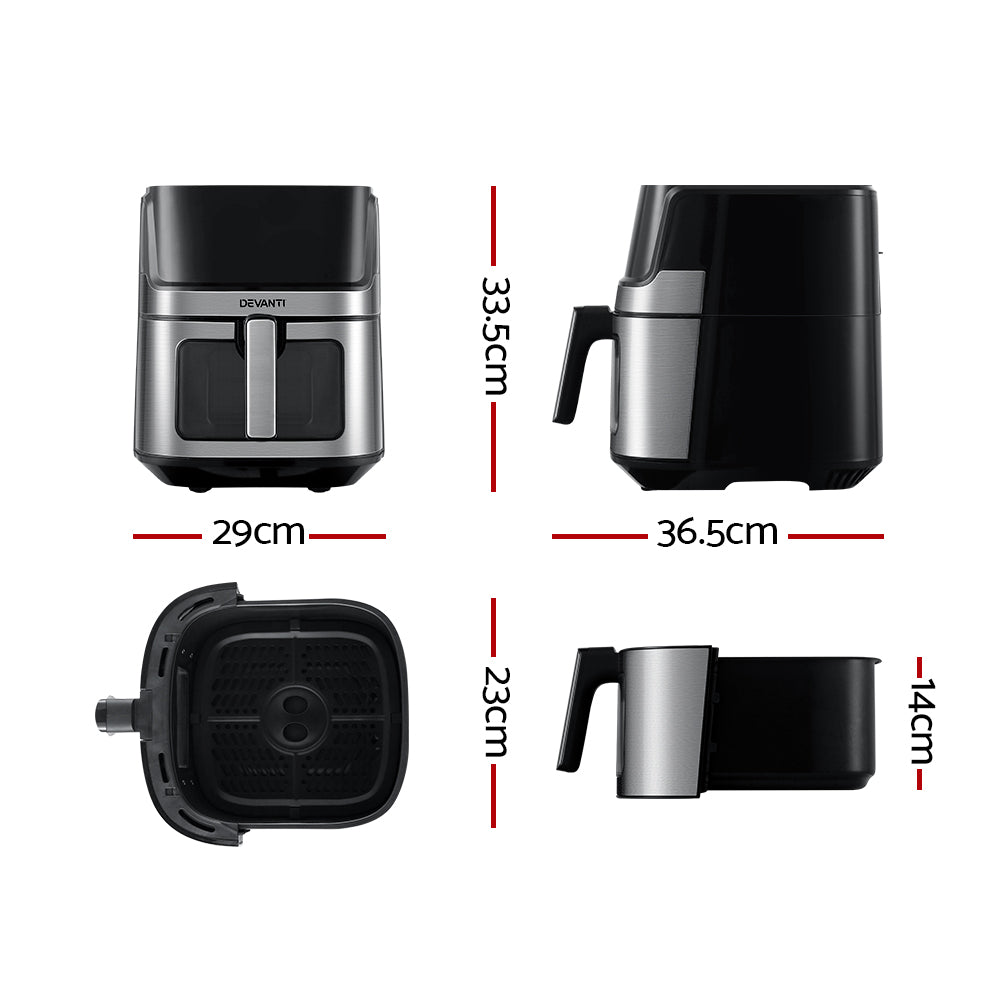 Devanti 6.5L Air Fryer LCD Touch Black/Silver