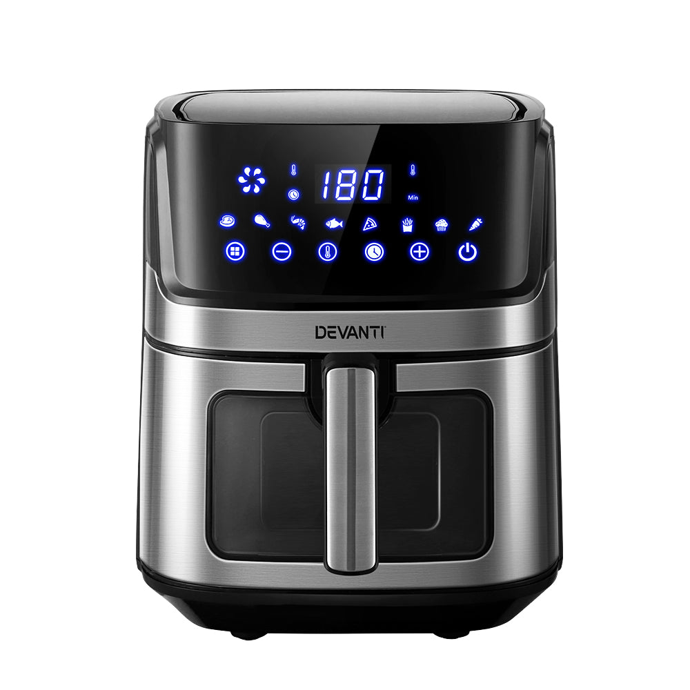 Devanti 6.5L Air Fryer LCD Touch Black/Silver