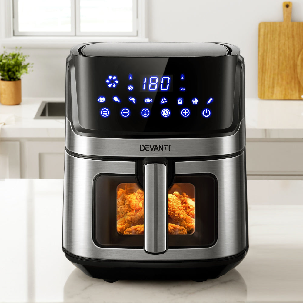 Devanti 6.5L Air Fryer with LCD Touch Control Panel