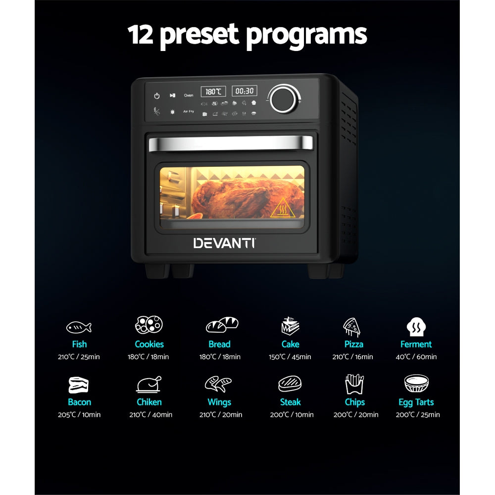 Devanti 15L Air Fryer Oven LCD Black