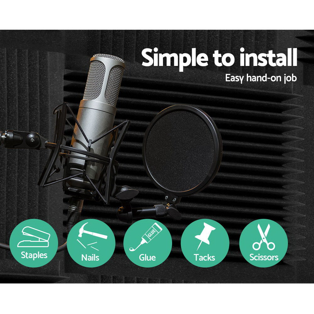 Alpha 20pcs Acoustic Foam Panels 30x30x5cm Soundproof Wedge Black