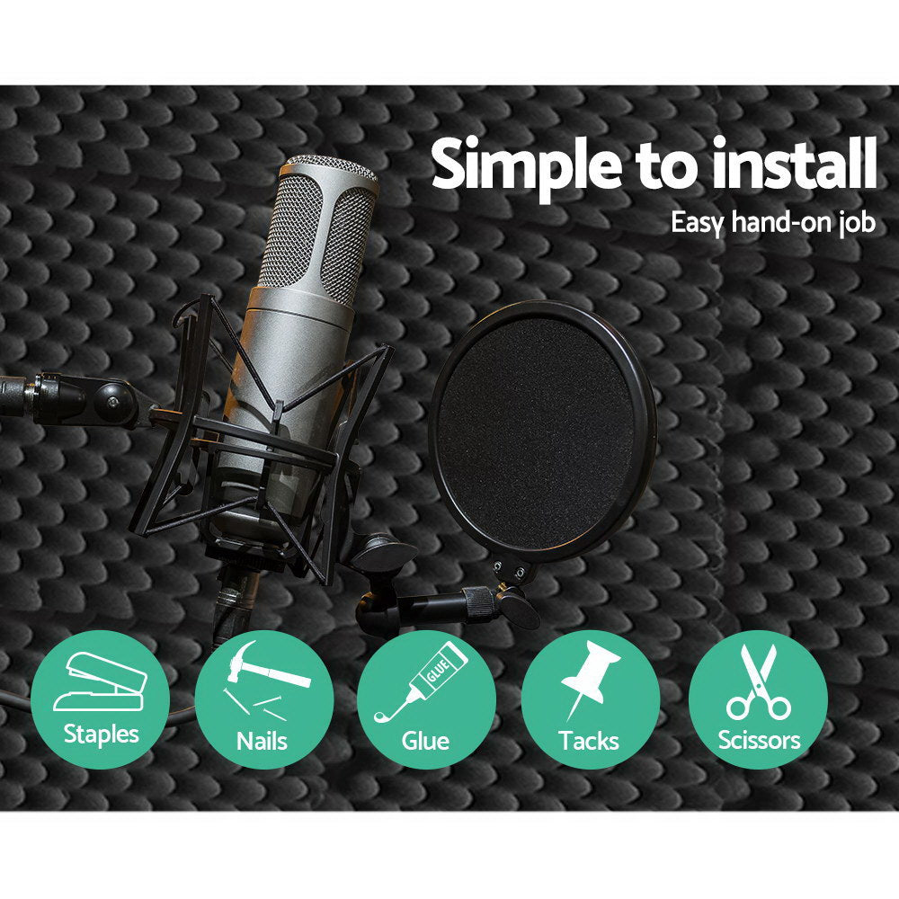 Alpha 50cm Acoustic Foam Panels Eggshell Soundproofing 20pcs Black
