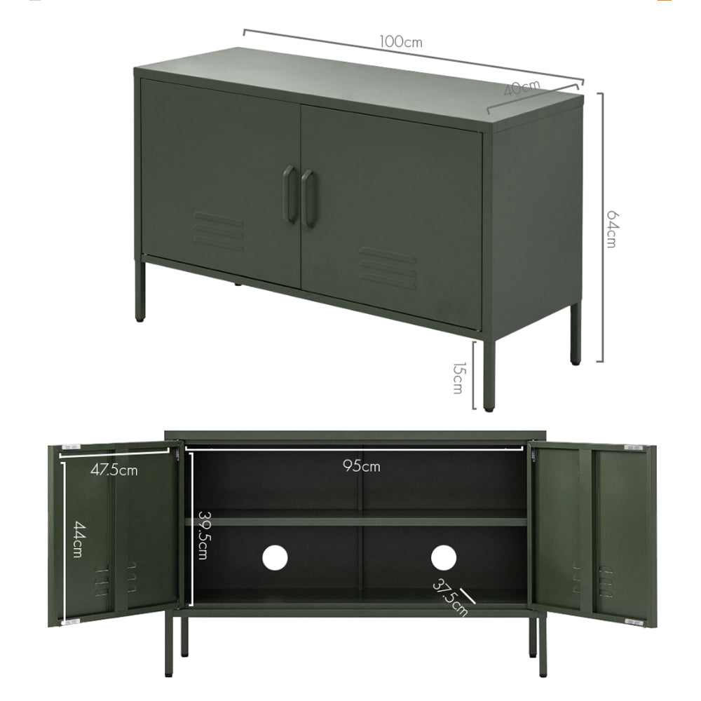 BASE Green Metal Buffet Sideboard Cabinet