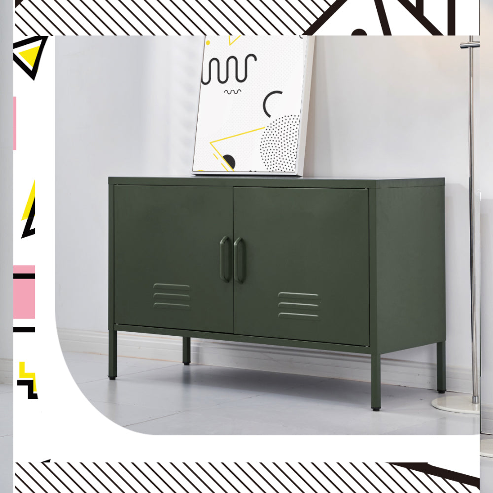 BASE Green Metal Buffet Sideboard Cabinet