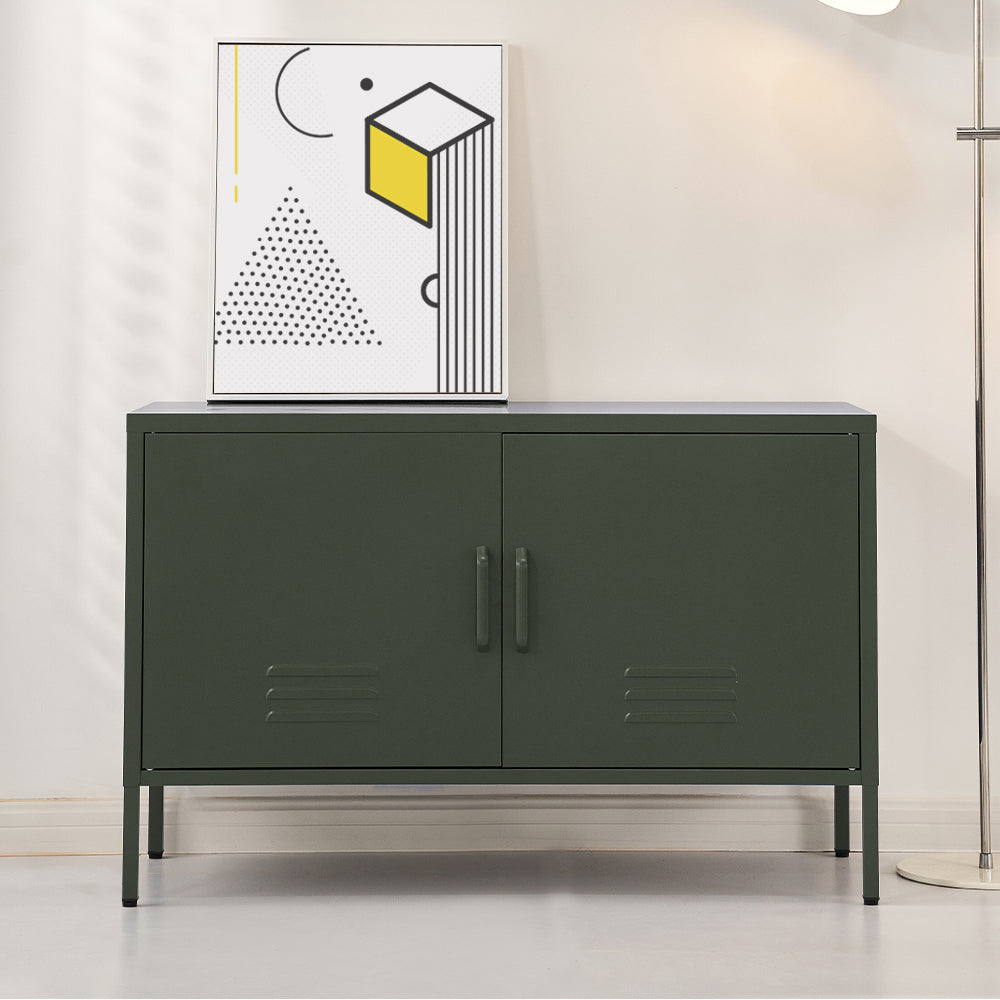 BASE Green Metal Buffet Sideboard Cabinet