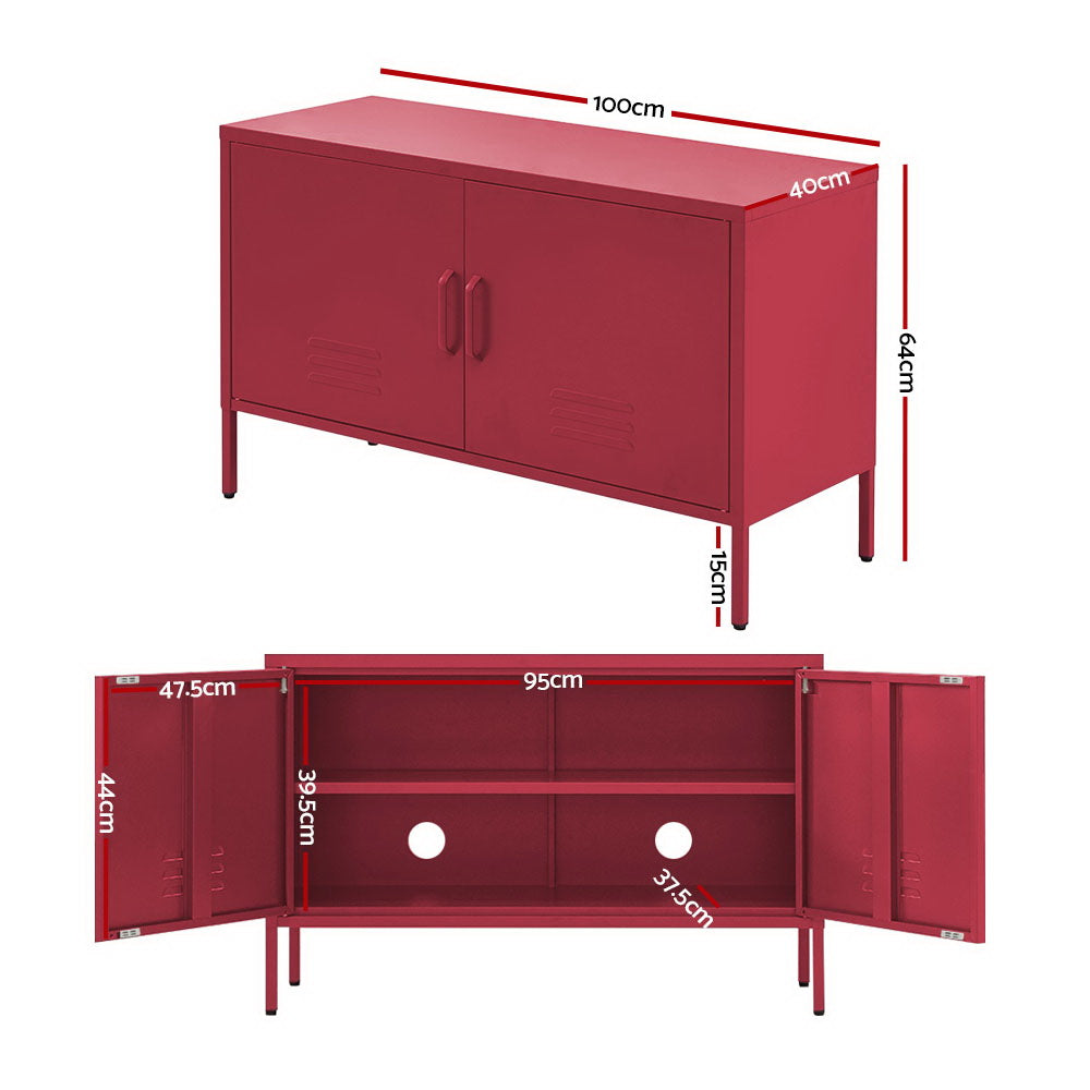 BASE Pink Metal Buffet Sideboard Cabinet