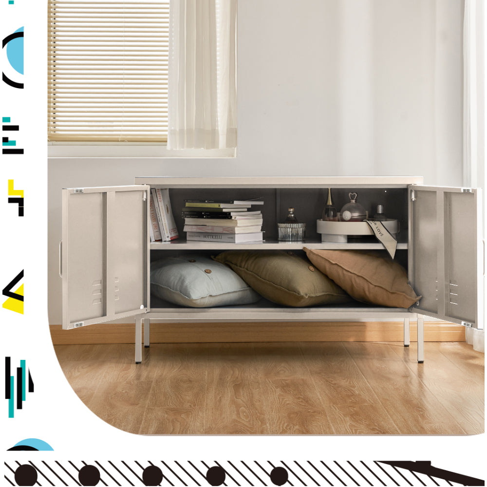BASE White Buffet Sideboard Metal Cabinet