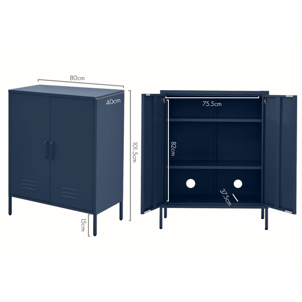 SWEETHEART Blue Metal Buffet Sideboard Cabinet