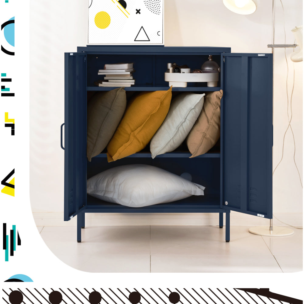 SWEETHEART Blue Metal Buffet Sideboard Cabinet