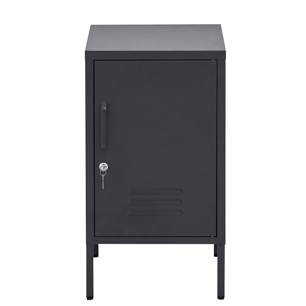 Artiss Mini Bedside Table Metal Locker Black