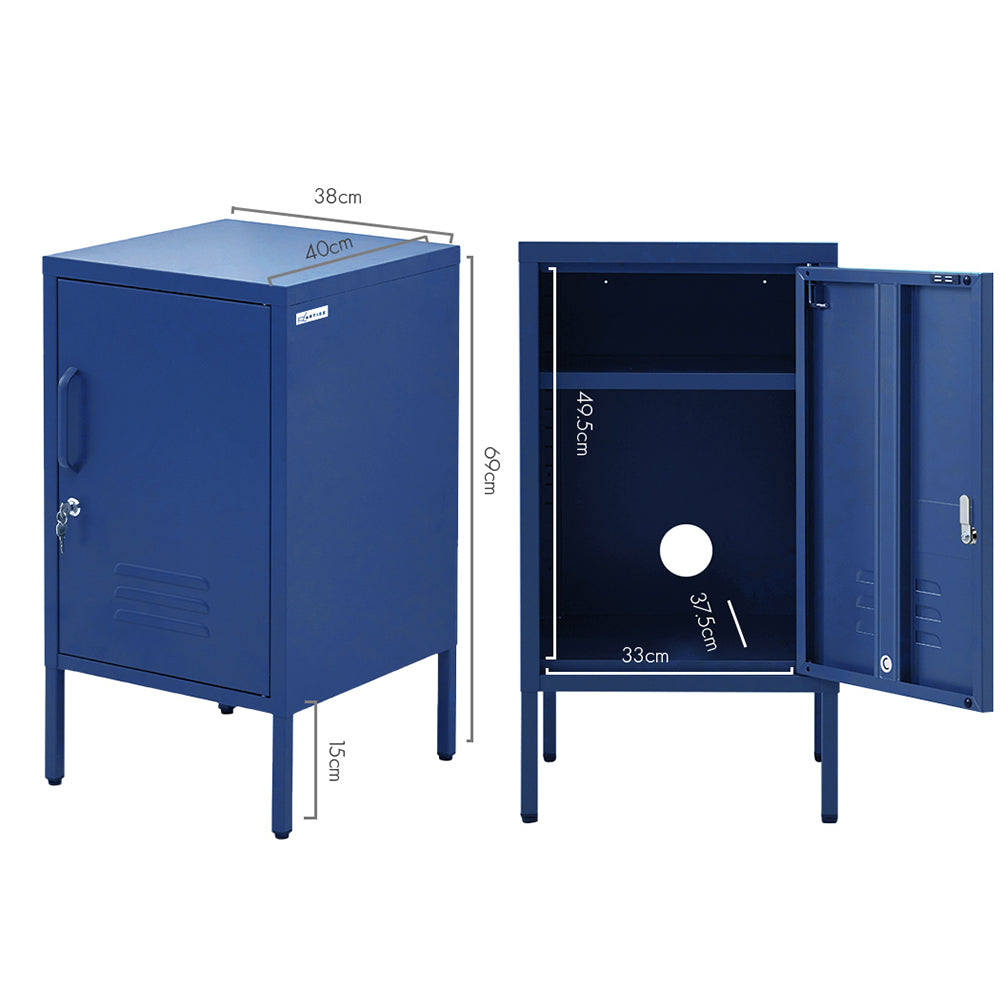 Artiss Metal Bedside Table Cabinet Blue