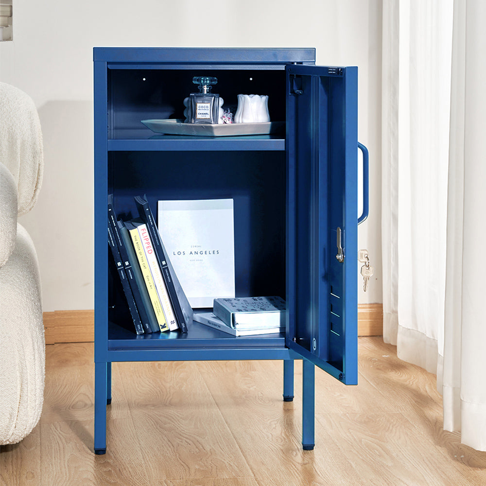 Artiss Metal Bedside Table Cabinet Blue