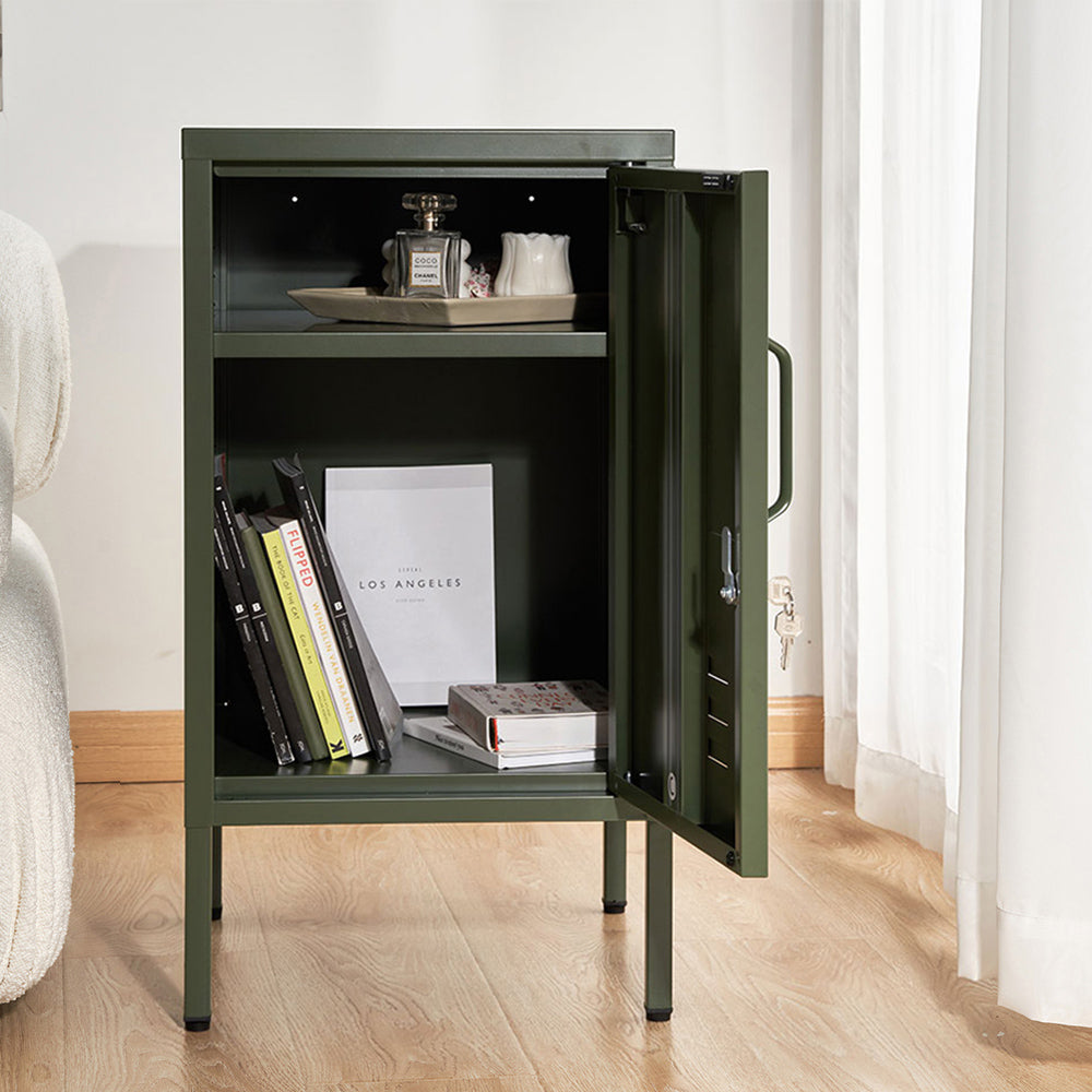 Artiss Mini Bedside Table Metal Cabinet Green