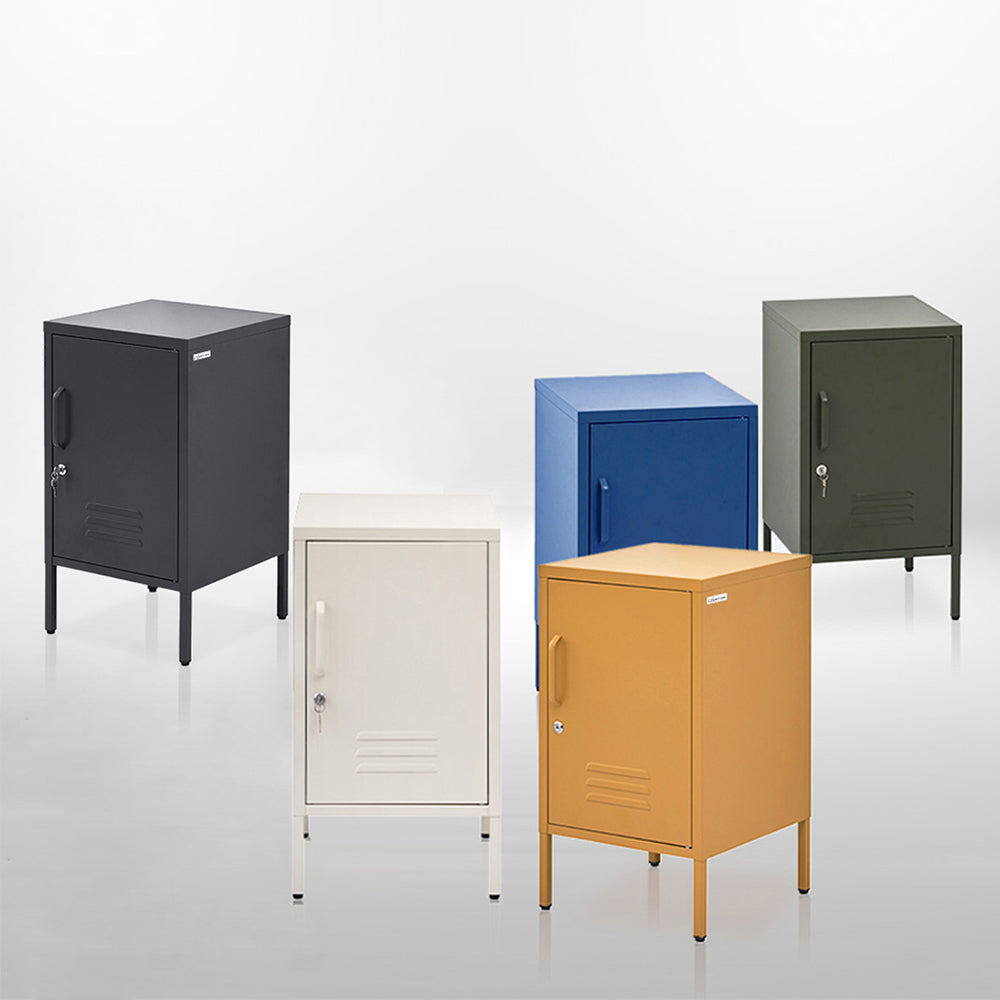 Artiss Bedside Table Metal Cabinet with Lock Green