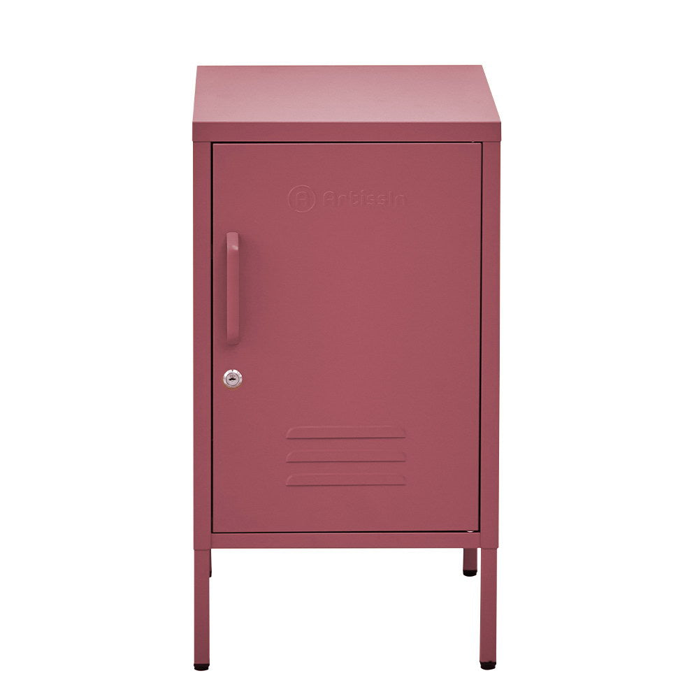 MINI Pink Bedside Table Metal Cabinet Lockable