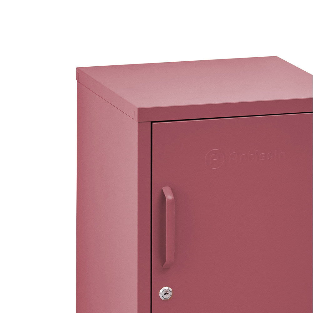 MINI Pink Bedside Table Metal Cabinet Lockable