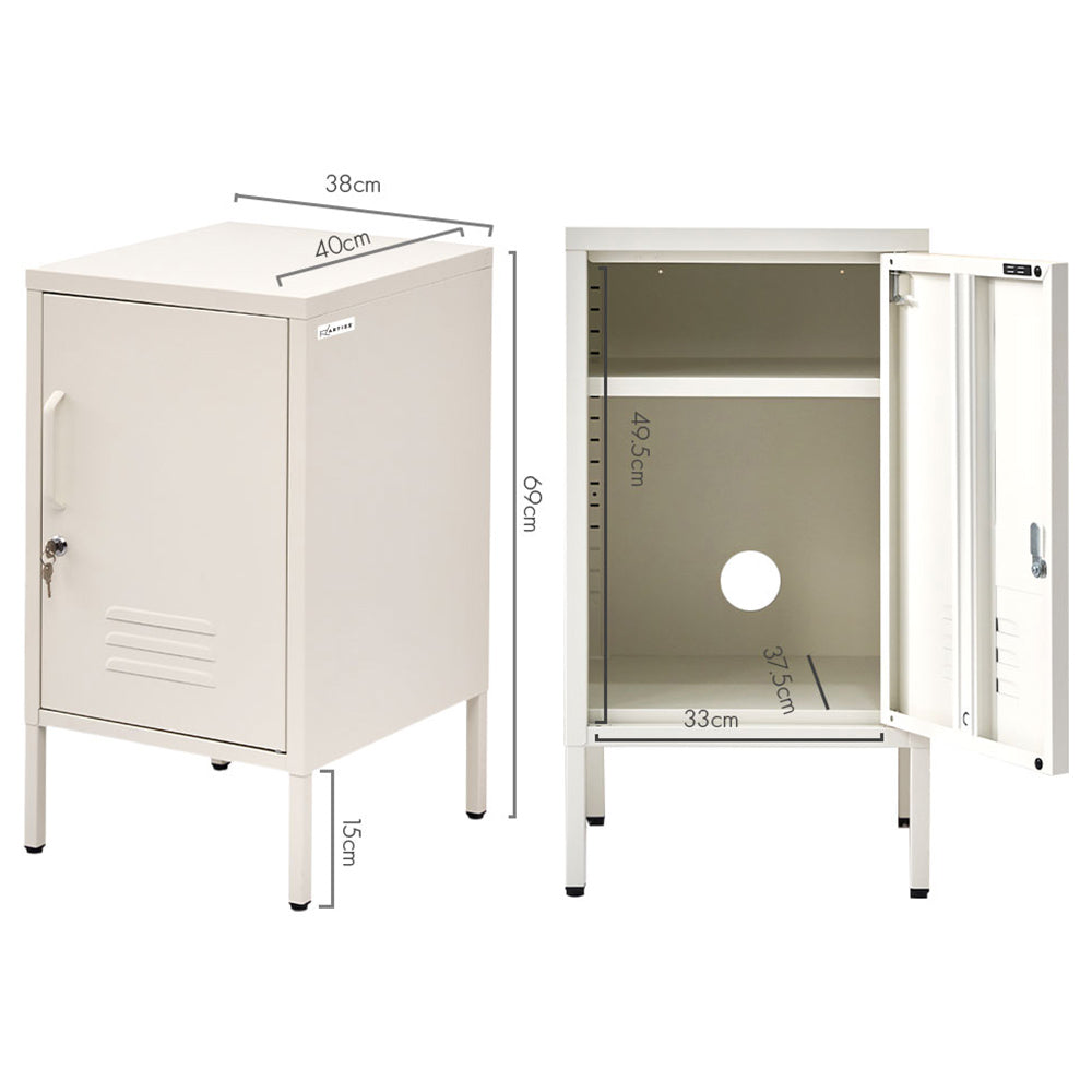 Artiss White Metal Bedside Cabinet