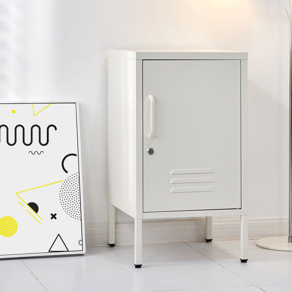 Artiss White Metal Bedside Cabinet