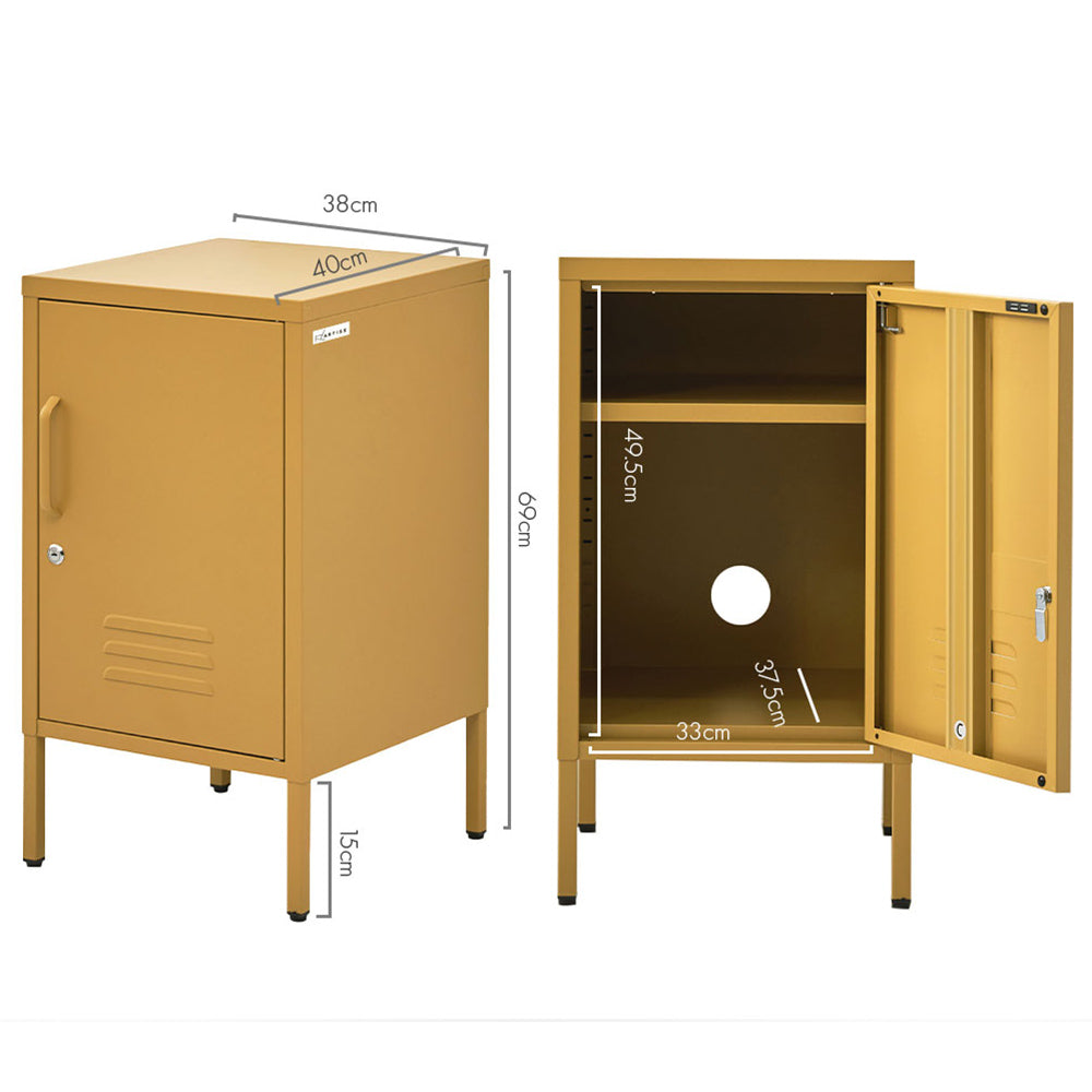 Artiss Metal Bedside Table Cabinet Yellow