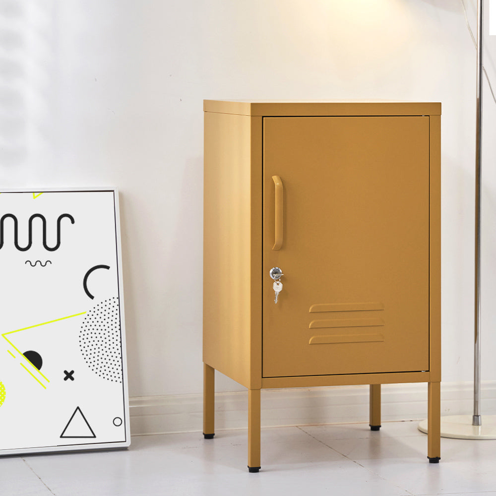 Artiss Metal Bedside Table Cabinet Yellow