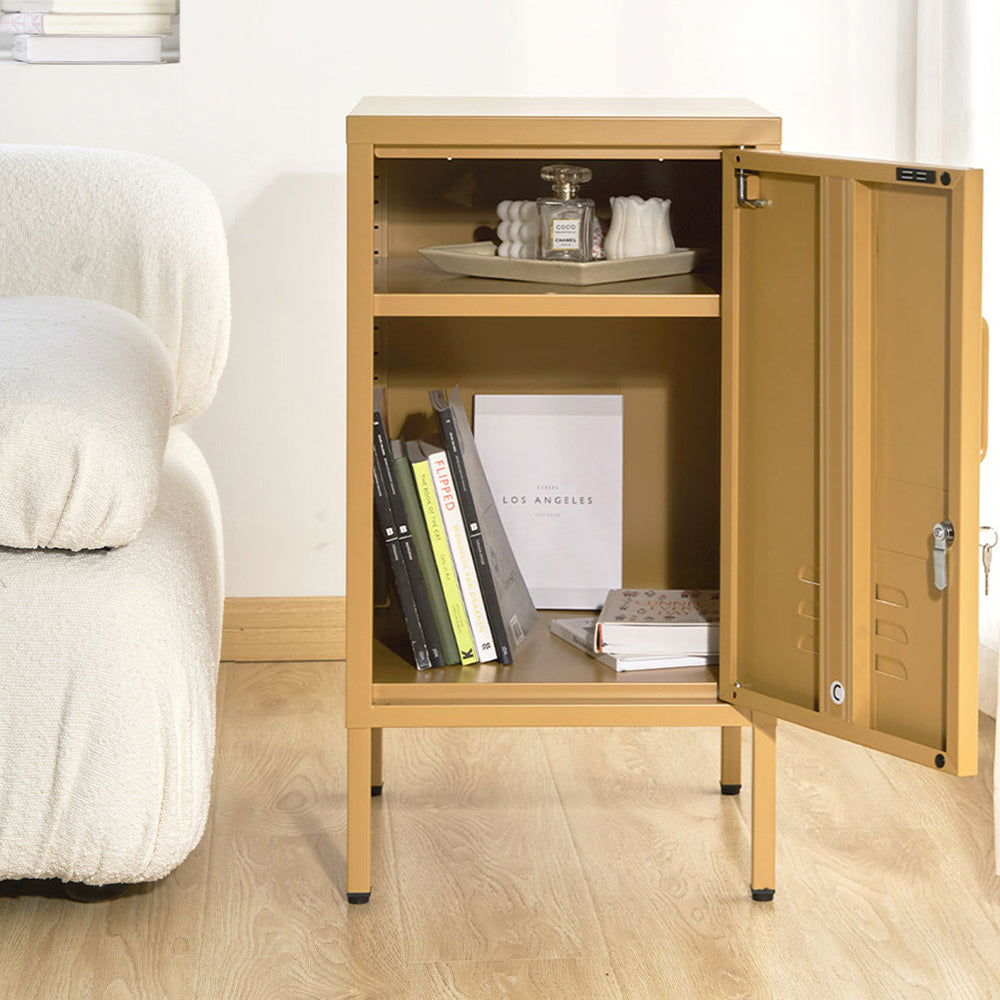 Artiss Metal Bedside Table Cabinet Yellow