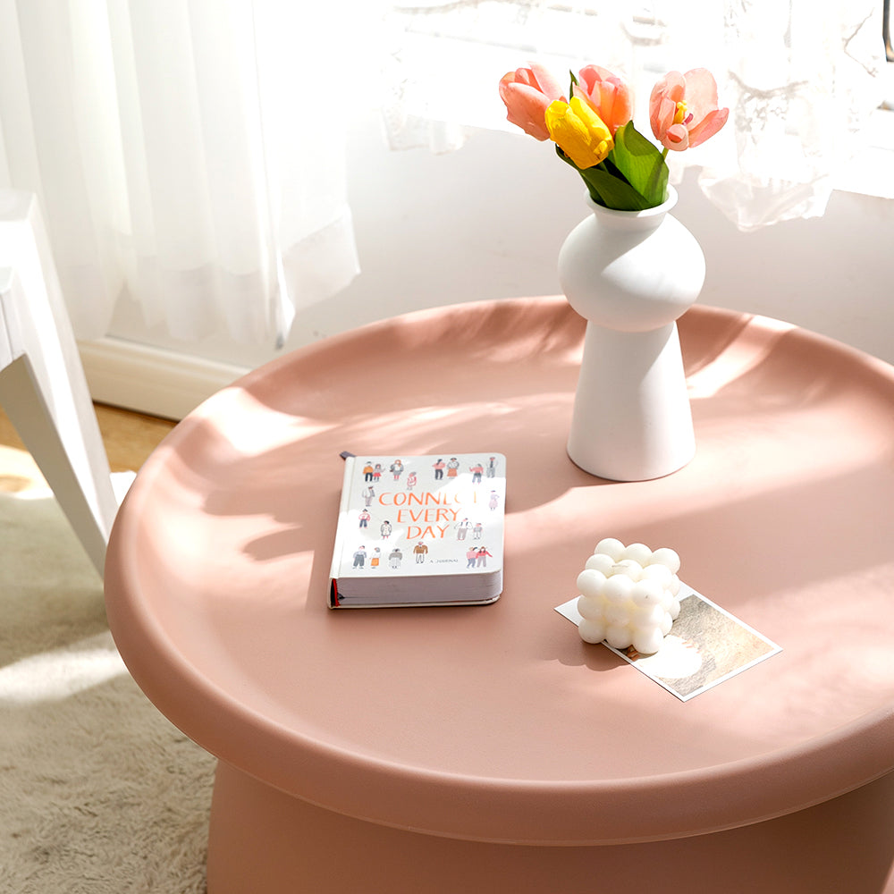 Round 71CM Coffee Table Pink Plastic