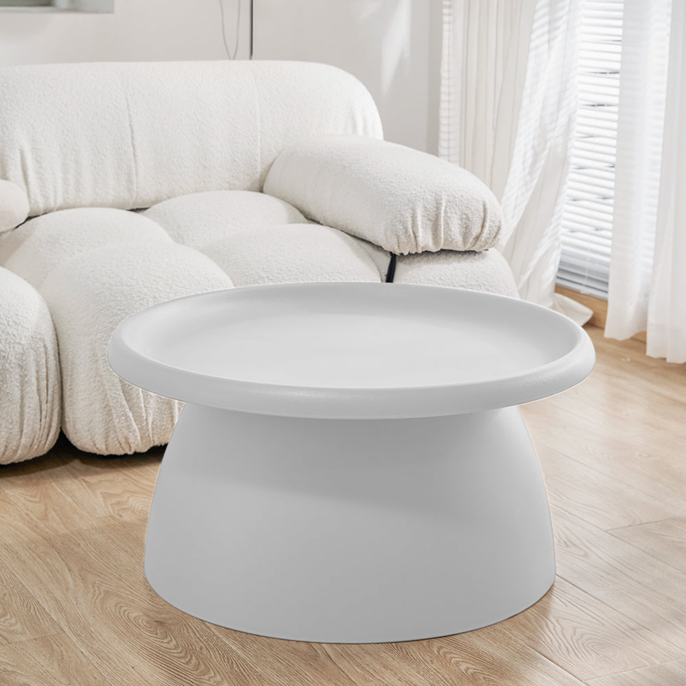 Artiss Round Plastic Coffee Table 71CM Diameter White