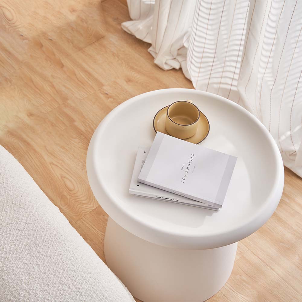Artiss Round Coffee Table 52CM Plastic White