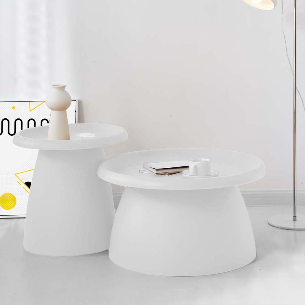 Artiss Round Coffee Table 52CM Plastic White