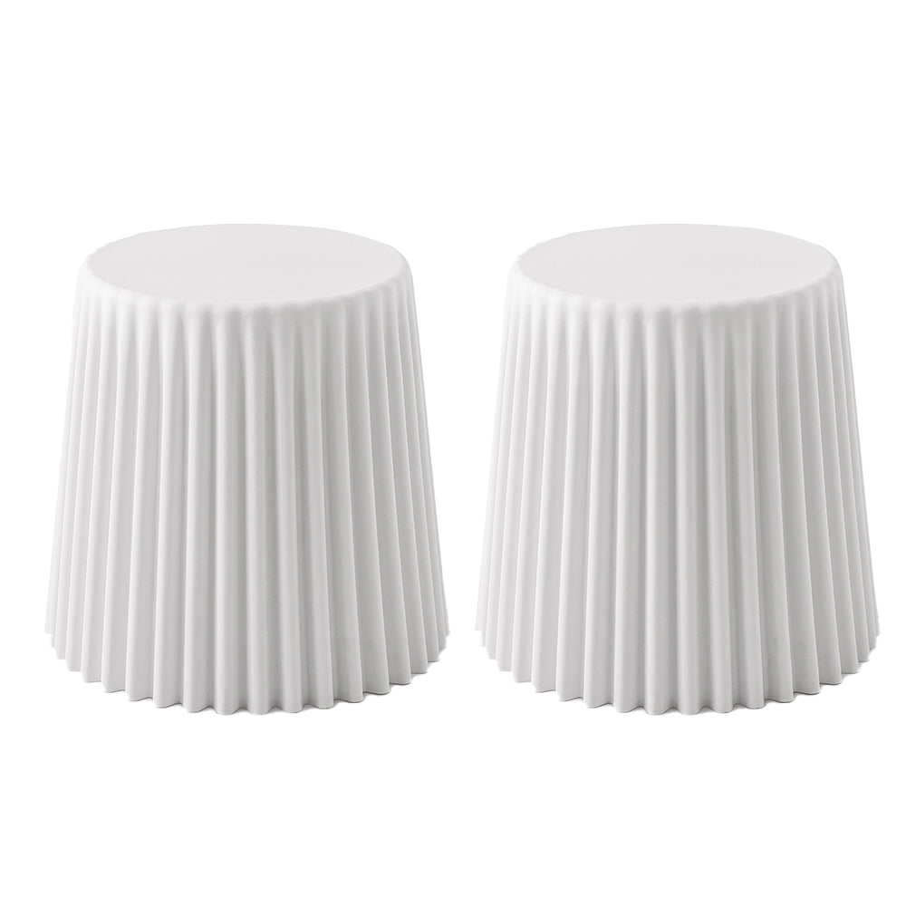 Cupcake Bar Stools Set of 2 Plastic Foot Stool White