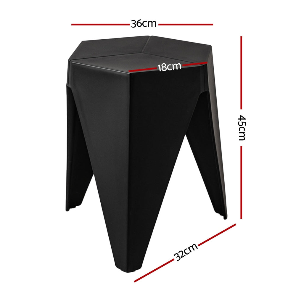 Puzzle 4PC Stackable Bar Stools Black Plastic