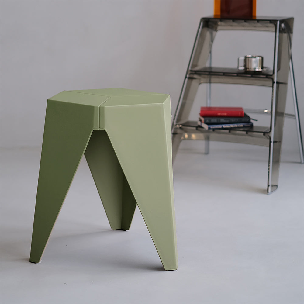 Artiss 2x Puzzle Bar Stools Plastic Foot Stool Green